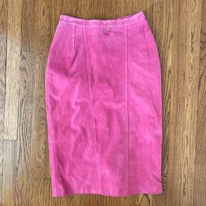 Vintage Fuchsia Suede Pencil Skirt